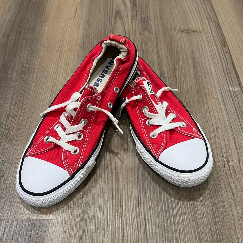 Red slip on converse